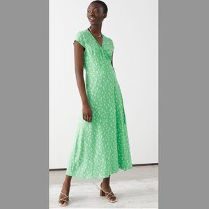 & OTHER STORIES Green Flowy Wrap Midi Dress size 0  Original retail $99
